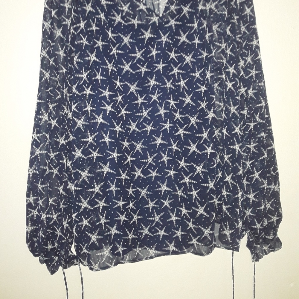 NYDJ Sz Large Drawstring Ruffle Peasant Top - Picture 2 of 4